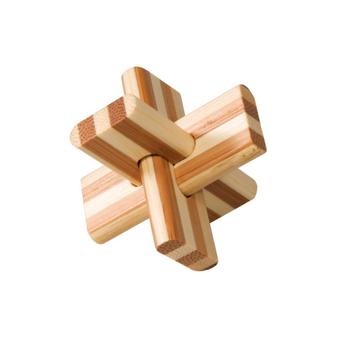 Joc logic IQ din lemn bambus Mini Puzzle 3D CROSS