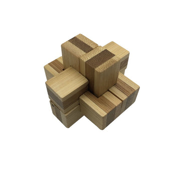 Joc logic IQ din lemn bambus Mini Puzzle 3D LOCK
