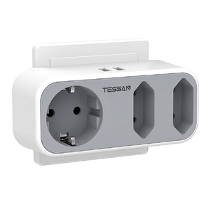 Adaptor priza Tessan TS-324, 3 prize, 16A, 2xUSB, LED, Alb