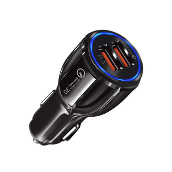 Incarcator auto QC 3.0, 2 porturi, 5A, negru