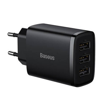 Incarcator Baseus Compact 3 x USB-A, 17W, Negru