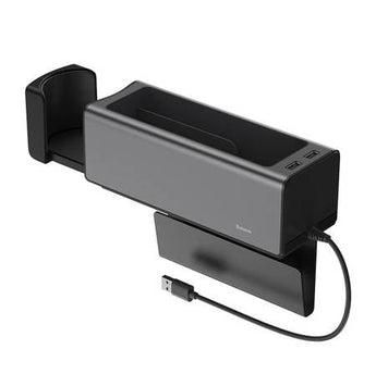 (Resigilat) Organizator auto Baseus Deluxe Metal, 2xUSB-A, Negru