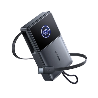 Baterie externa JR-PR1 10000mAh 22.5W cu cablu incorporat retractabil USB-C, negru