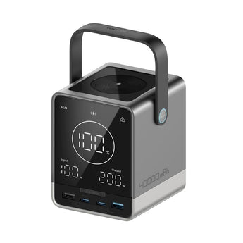 Baterie externa portabila Cuktech P01CT, 40000mAh, 300W, 3A, 2x USB-C, 2x USB-A, Incarcare Wireless 20W, Gri