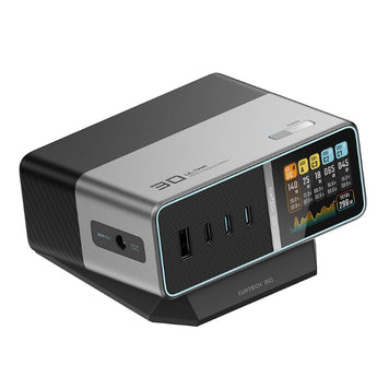 Statie de incarcare 5 in 1 Cuktech TA3005U cu display digital, PD 300W, 3A, 3x USB-C, 1x USB-A, 1x DC, gri