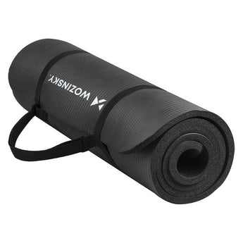 Saltea antiderapanta Fitness / Yoga Wozinsky 181x63x1 cm cu husa de transport, Negru