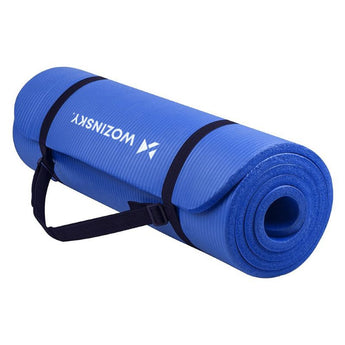 Saltea antiderapanta Fitness / Yoga Wozinsky 181x63x1 cm cu husa de transport, Albastru