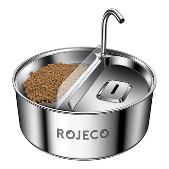 Fantana si hranitor 2 in 1 din inox Rojeco pentru animale de companie, 3.2 l