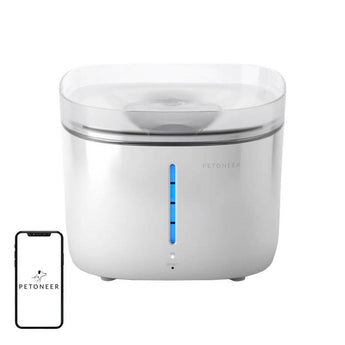 Fantana de apa smart PETONEER Fresco Ultra pentru animale, 2L, Filtrare, Control aplicatie, Alb