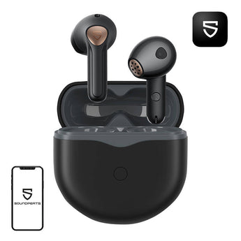 Casti wireless Soundpeats Air4, Bluetooth 5.3, USB-C, Negru