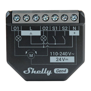 Releu inteligent Shelly 2PM GEN4, 2 canale, 2x10A, monitorizare consum, multiprotocol (WiFi, bluetooth, matter, zigbee), integrare Home Assistant