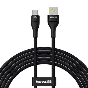Cablu USB-A la USB-C Baseus Flash 2, 5A, 100W, 2m, Negru
