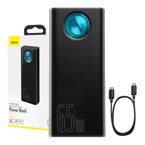 Baterie externa Baseus Amblight 30000mAh, 4xUSB, USB-C, 65W (negru)