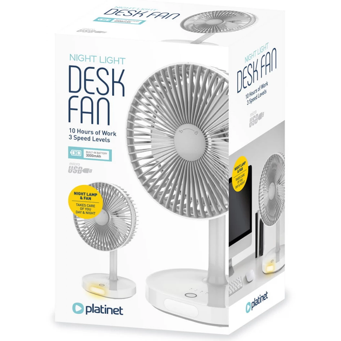 Ventilator portabil Platinet PRDF0326, 3000 mAh, Diametru 19 cm