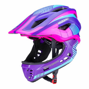Casca de bicicleta pentru copii Rockbros TT-32SBPP cu protectie detasabila pentru barbie, Violet-Roz