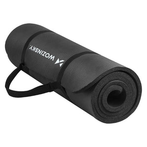 Saltea antiderapanta Fitness / Yoga Wozinsky 181x63x1 cm cu husa de transport, Negru