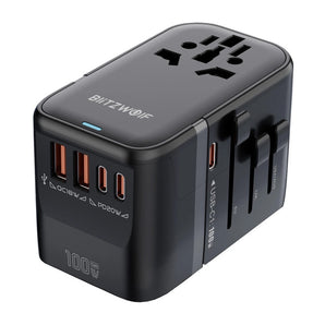 Adaptor de calatorie Blitzwolf BW-TA2 5-in-1, 2xUSB PD + 2xC QC + C GaN, 100W
