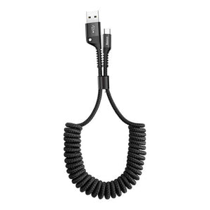 Cablu USB-A la USB-C Baseus Fish Eye Spring, 2A, 1m, Negru
